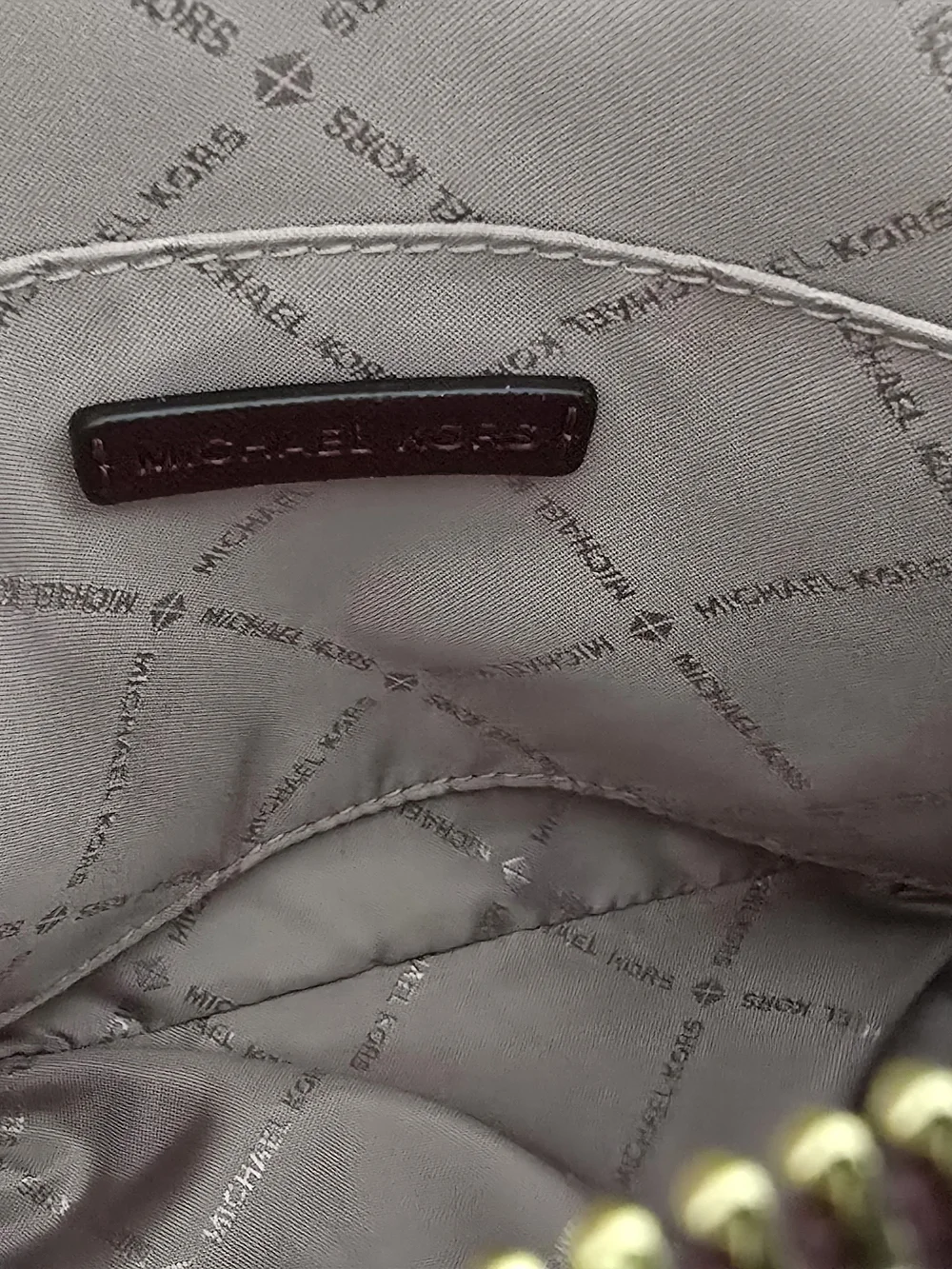 Michael Kors Plum Burgundy Saffiano Leather Crossbody Bag with Gold Chain, Euc
